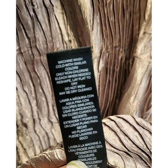 New Champagne Metallic Crinkle Boxy Relaxed Fit Cowl Neck Party Top Sz XL - Picture 8 of 9